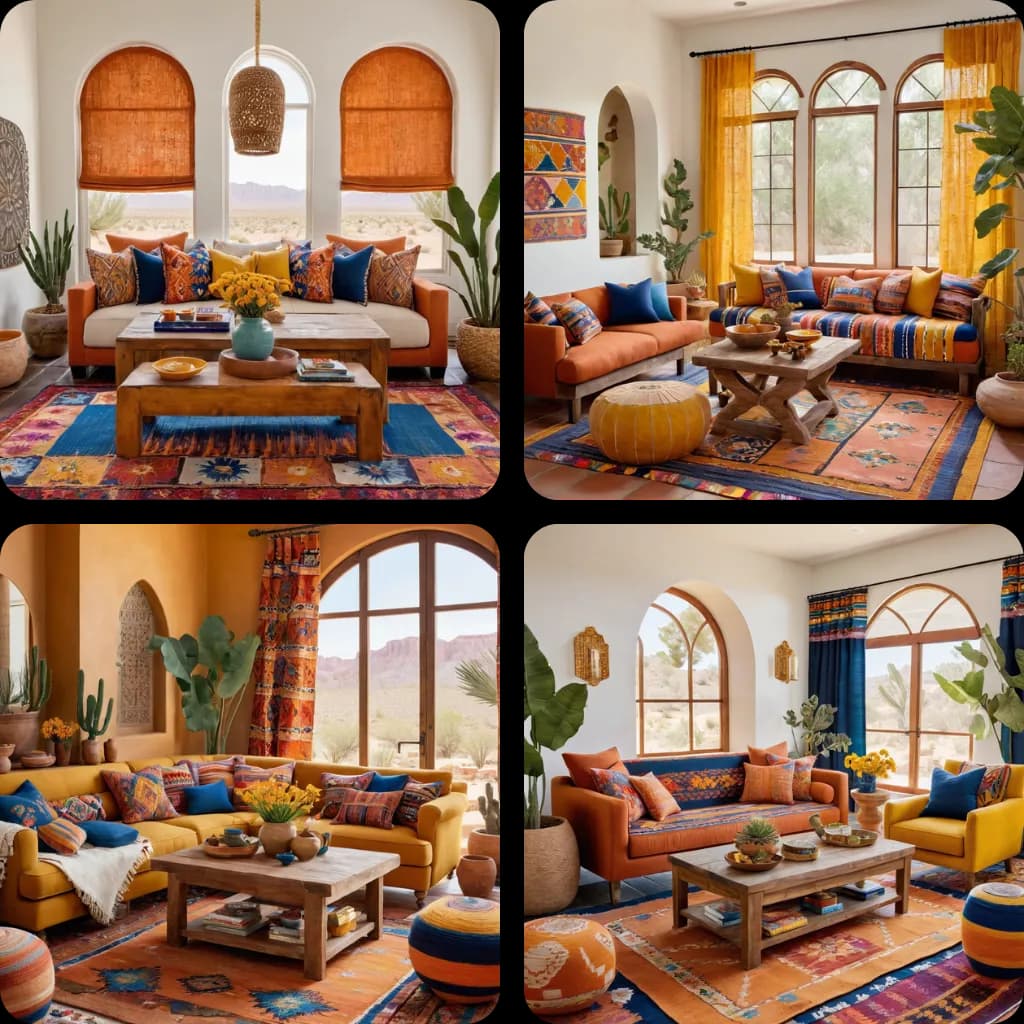 Modern living room, mexican inspired generated by Gendo AI