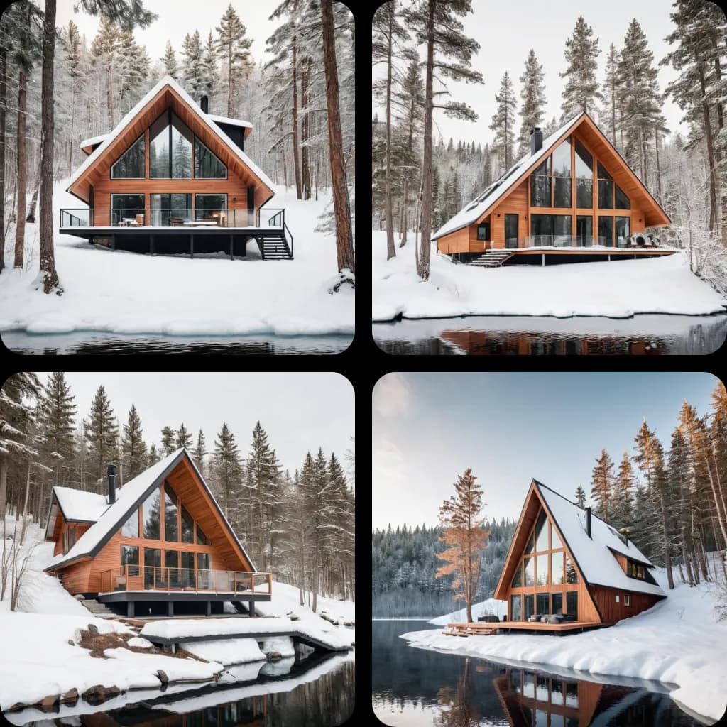 A sleek Scandinavian-style cabin generated by Gendo AI